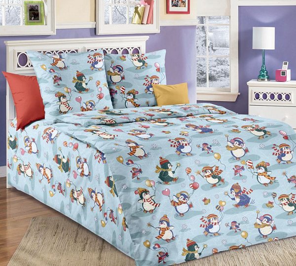 Комплект постельного белья Бамбино “Пингви” (перкаль), 1.5 спальный