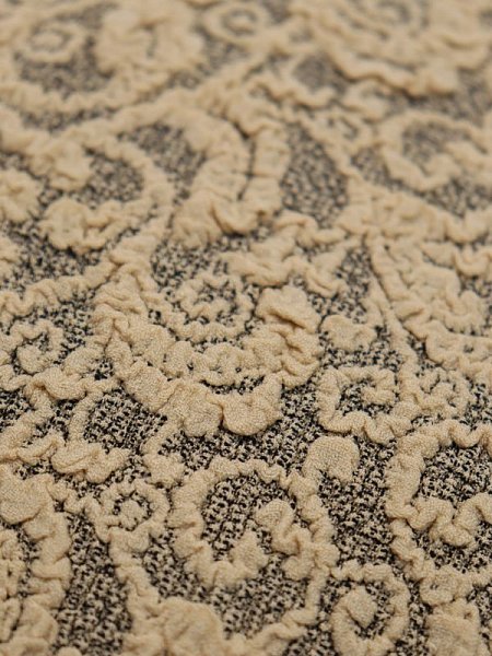 Чехол на угловой диван с оборкой Жаккард кофе