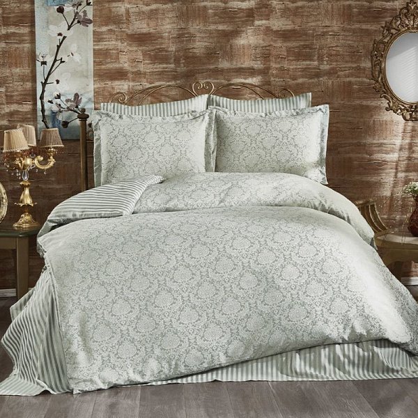 Комплект постельного белья Karteks сатин-жаккард “Morocco”, SJM-006 (зеленый), евро