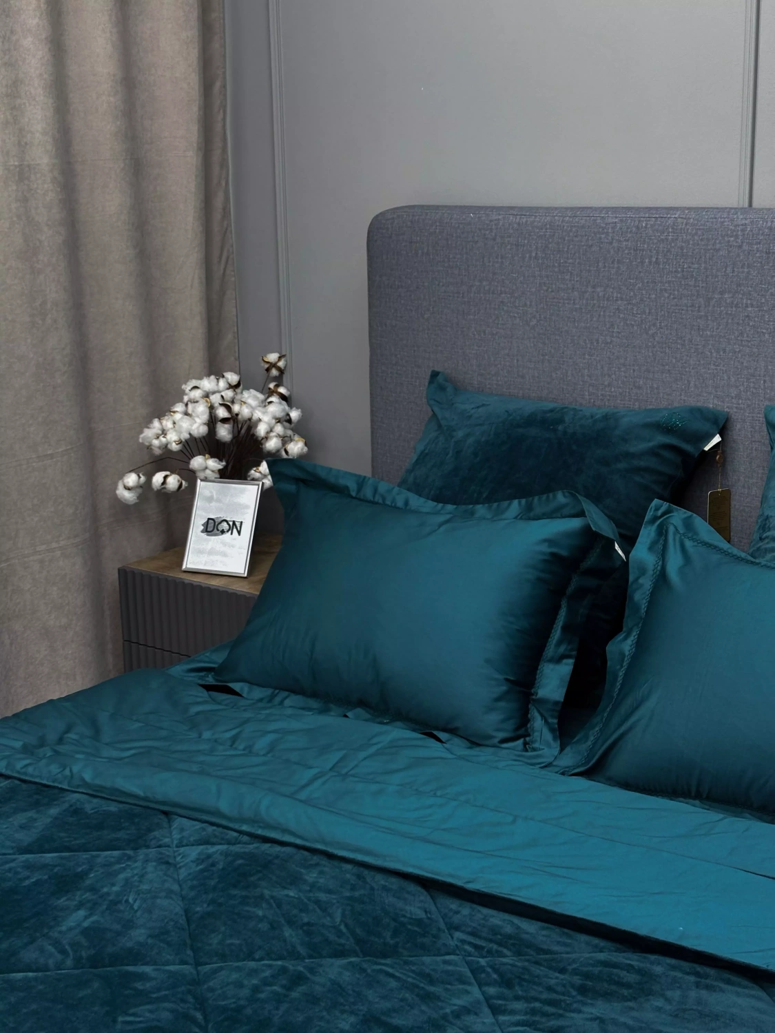 Комплект с одеялами KAZANOV.A Lindor Premium изумруд (египетский хлопок-велюр), семейный