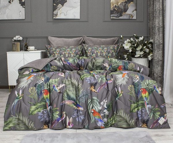 Комплект с одеялами Kazanov.a “Колибри Каллиопа” капучино (египетский хлопок-велюр), семейный