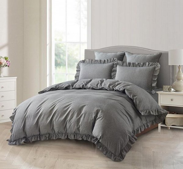 Комплект постельного белья Karteks "Вареный жаккард с рюшей" VJ-05, двухспальный