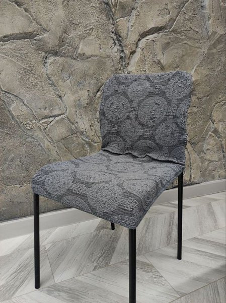 Чехлы на на стул с узором (без оборки) антрацит