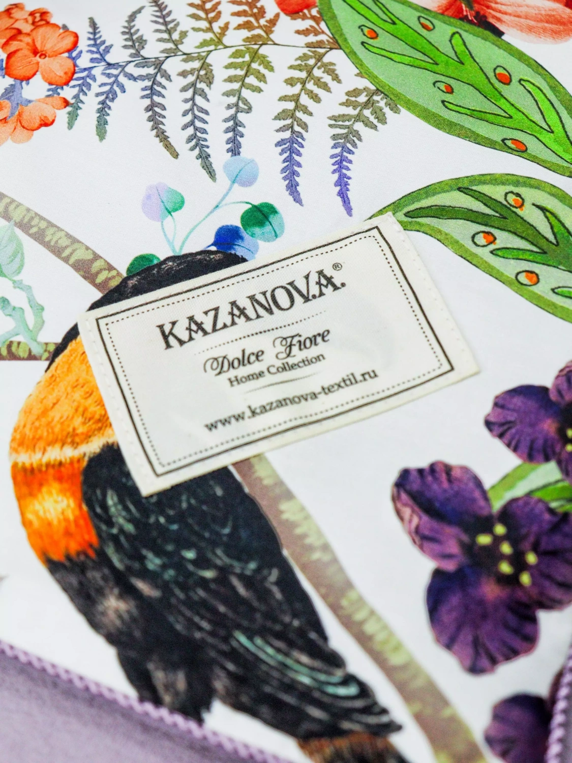 Комплект с одеялом KAZANOV.A “Маки” жемчуг лаванда (египетский хлопок-велюр), 1.5 спальный