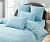 Комплект постельного белья Karteks "Сатин однотонный с кантом" (голубой) HK-06, двуспальный