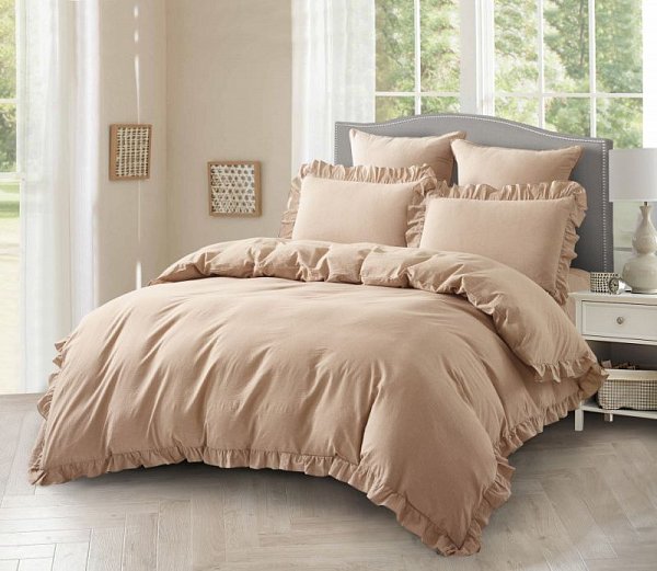 Комплект постельного белья Karteks "Вареный жаккард с рюшей" VJ-02, двухспальный