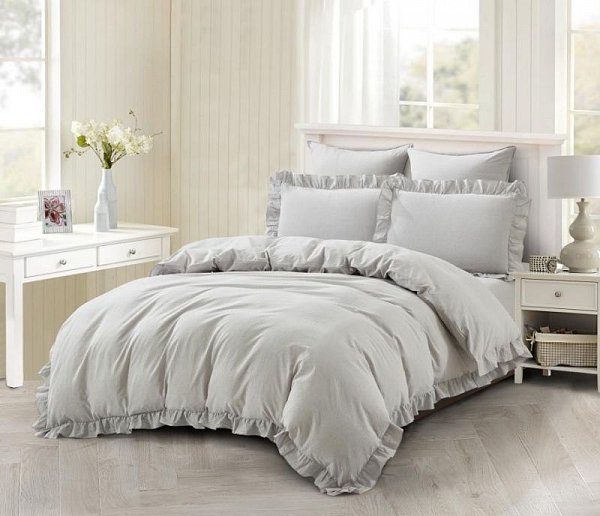 Комплект постельного белья Karteks "Вареный жаккард с рюшей" VJ-04, двухспальный