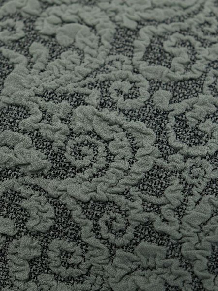 Чехол на прямой трехместный диван и два кресла с оборкой Жаккард ментол