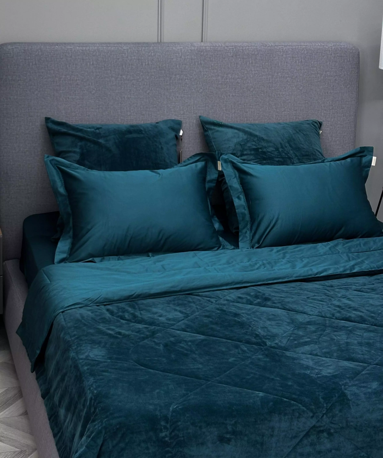 Комплект с одеялами KAZANOV.A Lindor Premium изумруд (египетский хлопок-велюр), семейный