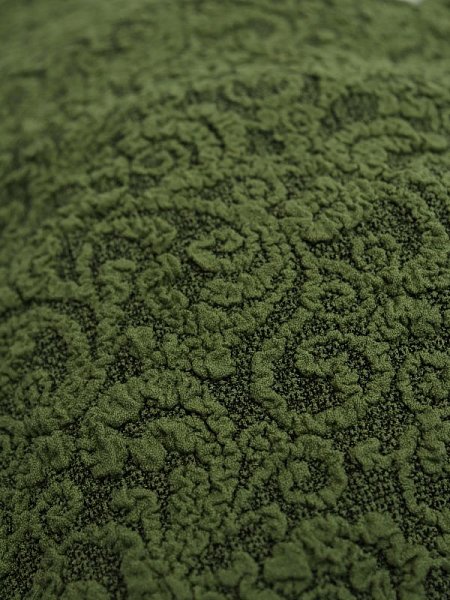 Чехол на угловой диван с оборкой Жаккард зеленый