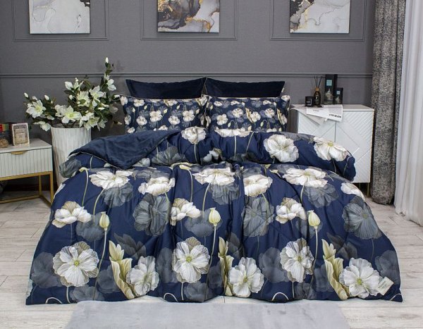 Комплект с одеялом KAZANOV.A. Жанет Egypt Cotton (индиго бежевый) 1,5 спальный