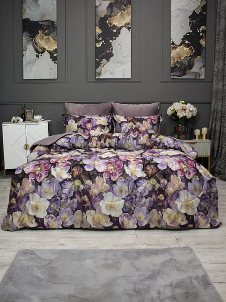 Комплект с одеялами KAZANOV.A "Монро" египетский хлопок (пыльная роза бургунди), евро			