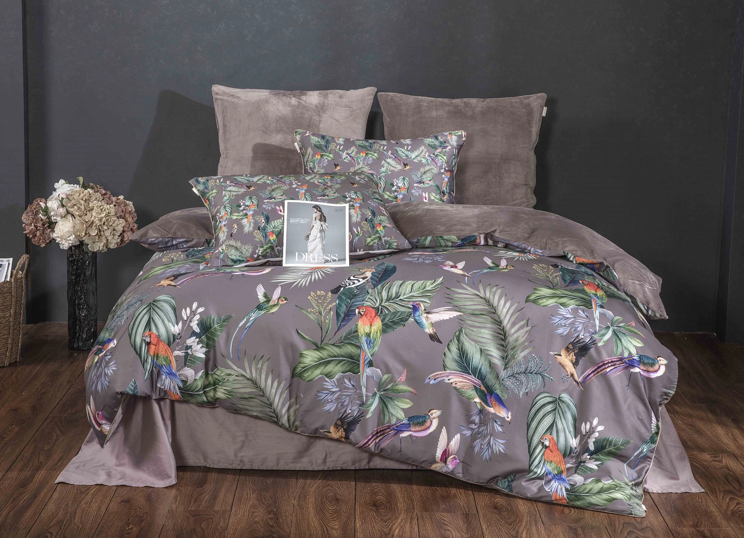 Комплект с одеялом KAZANOV.A “Колибри Каллиопа” капучино (египетский хлопок-велюр), 1.5 спальный