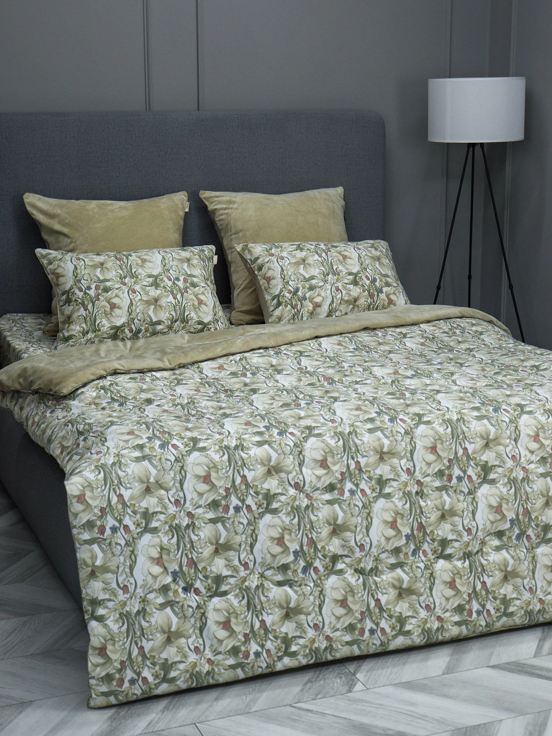 Комплект с одеялом KAZANOV.A “Верде” жемчужно-бежевый (египетский хлопок-велюр), евро