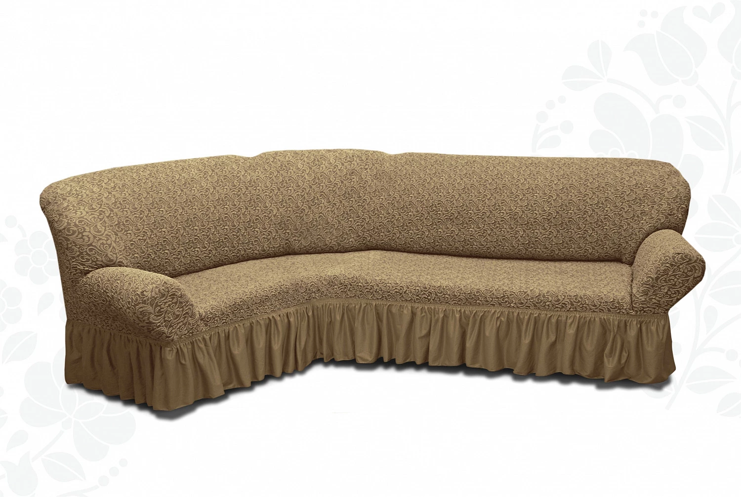 Чехлы на угловой диван с оборкой “Жаккард”