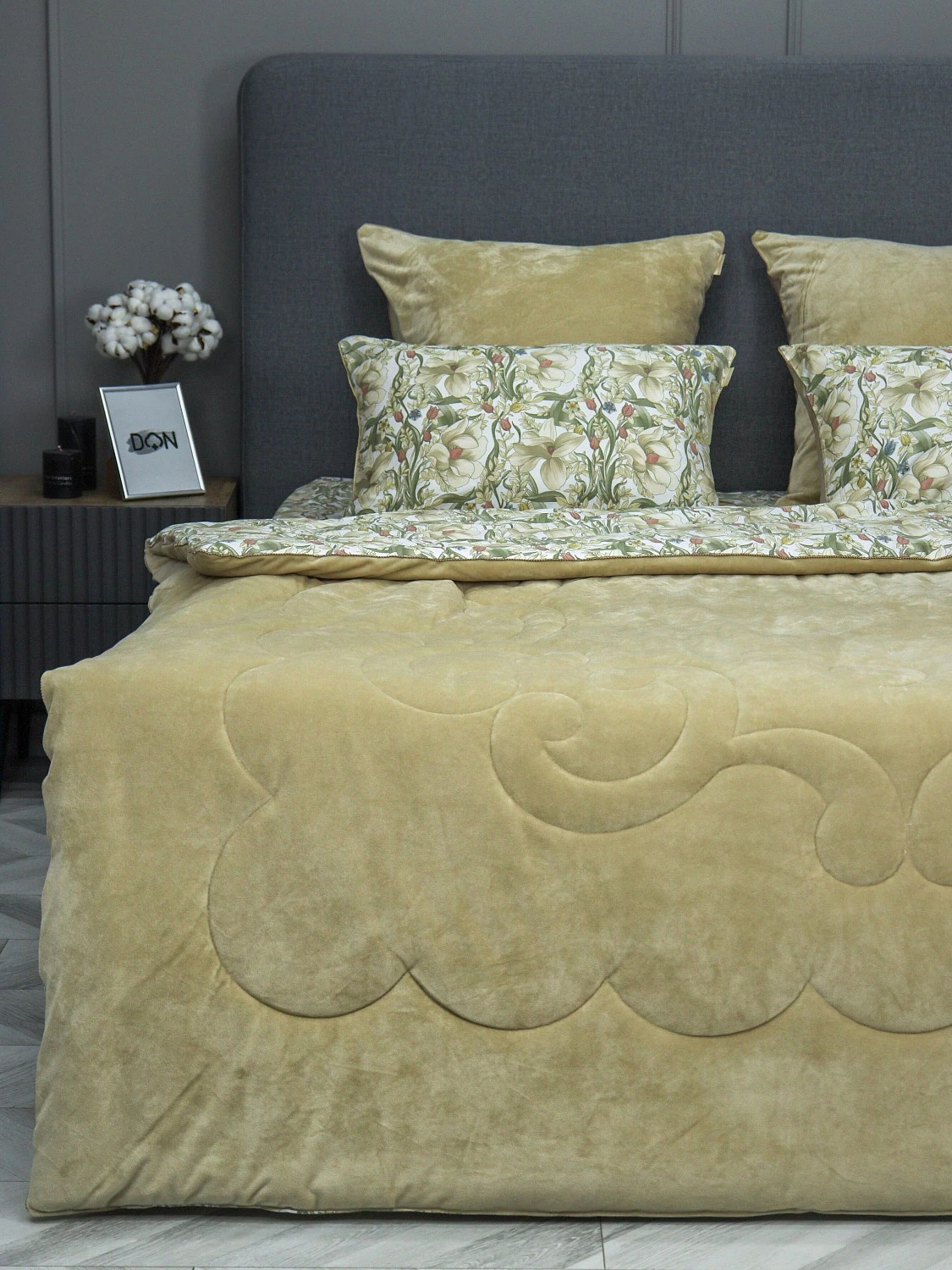 Комплект с одеялом KAZANOV.A “Верде” жемчужно-бежевый (египетский хлопок-велюр), евро