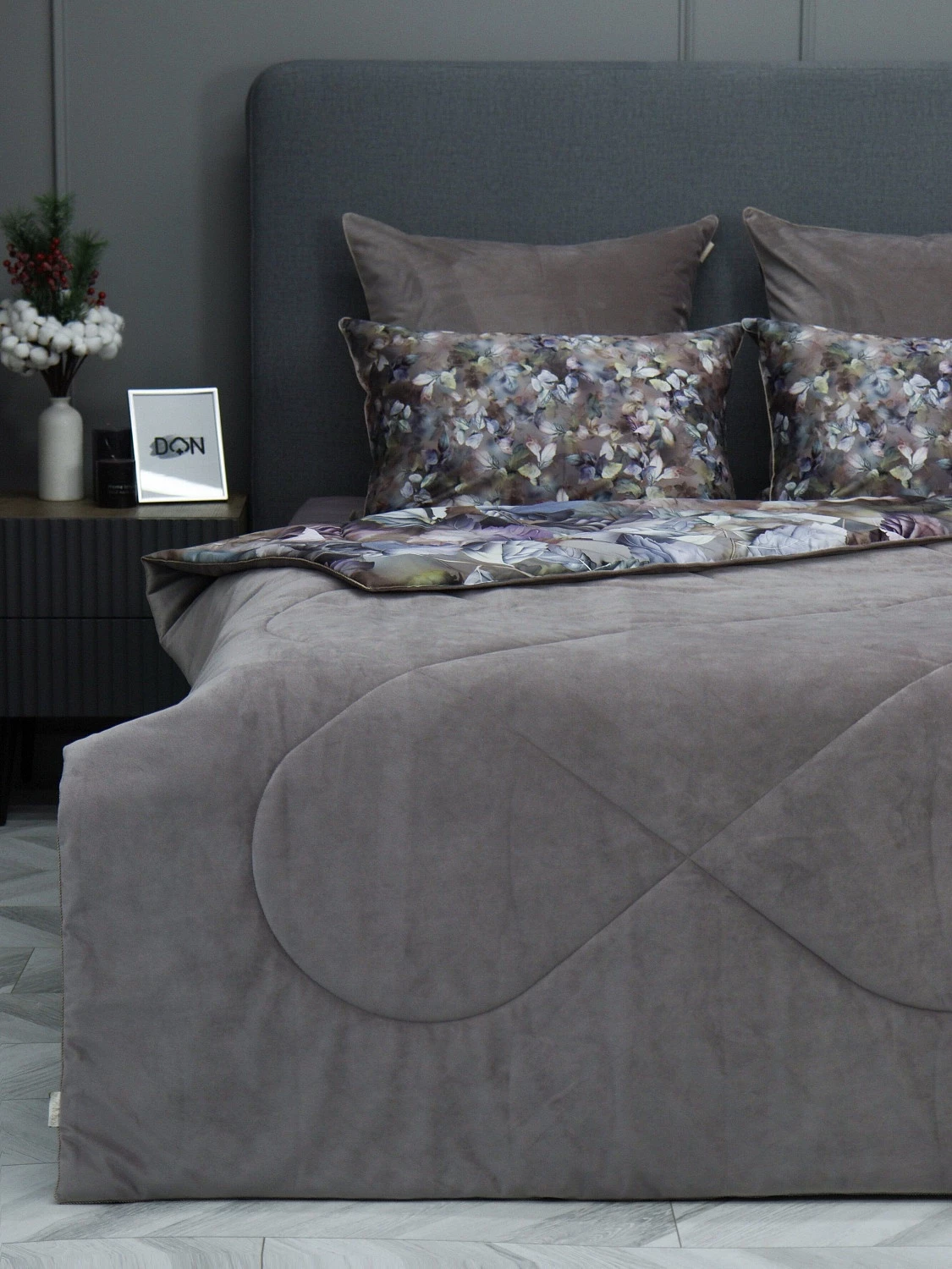 Комплект с одеялами Kazanov.a “Вайнона” капучино (египетский хлопок-велюр), семейный