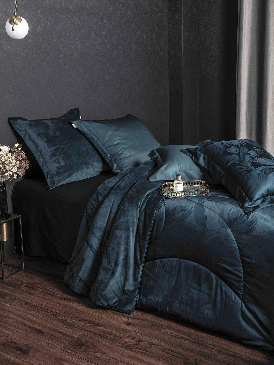 Комплект с одеялом KAZANOV.A Lindor J'Adore изумруд (египетский хлопок-велюр/тенсель), евро