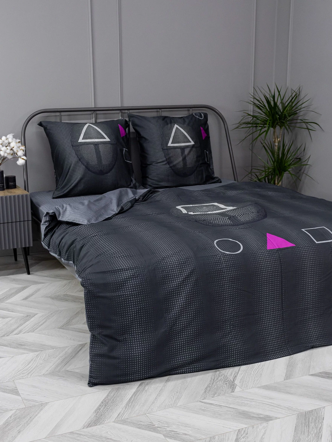 Комплект постельного белья Волшебная ночь Игра в кальмара "Over seer" (сатин), евро