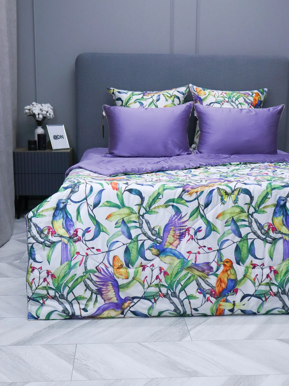 Комплект с одеялом KAZANOV.A  "Колибри" аметист жемчуг (тенсель/египетский хлопок), евро