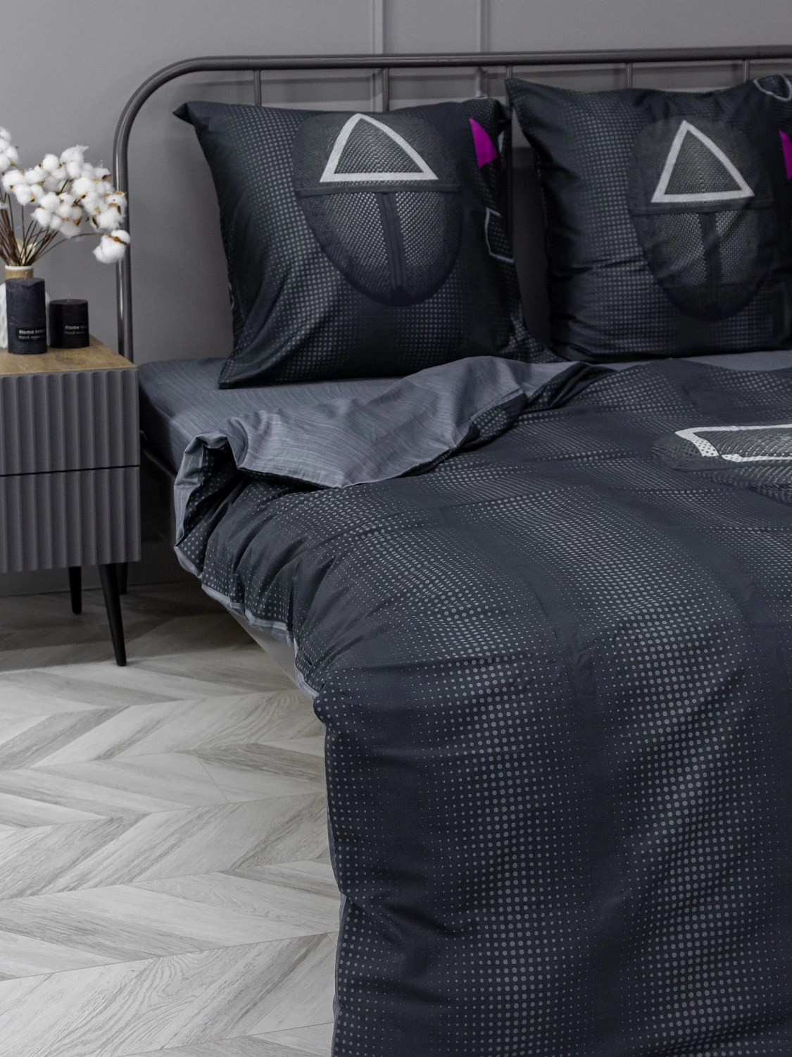 Комплект постельного белья Волшебная ночь Игра в кальмара "Over seer" (сатин), евро