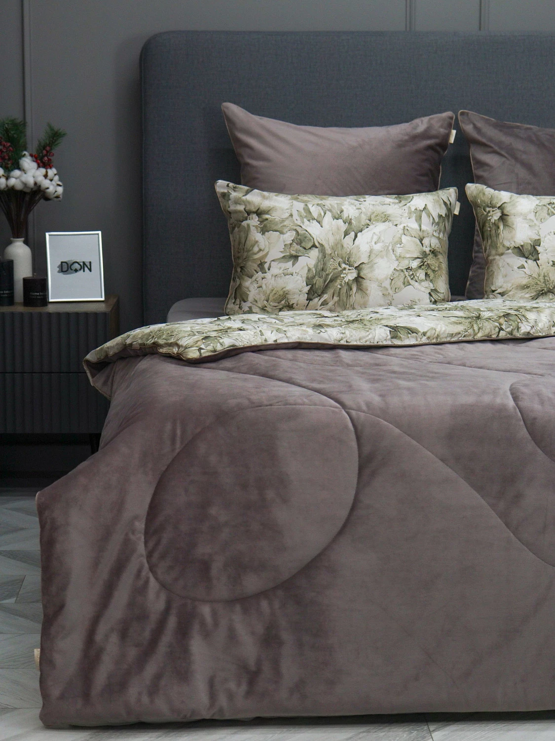 Комплект с одеялами Kazanov.a “Хиллари” капучино (египетский хлопок-велюр), семейный