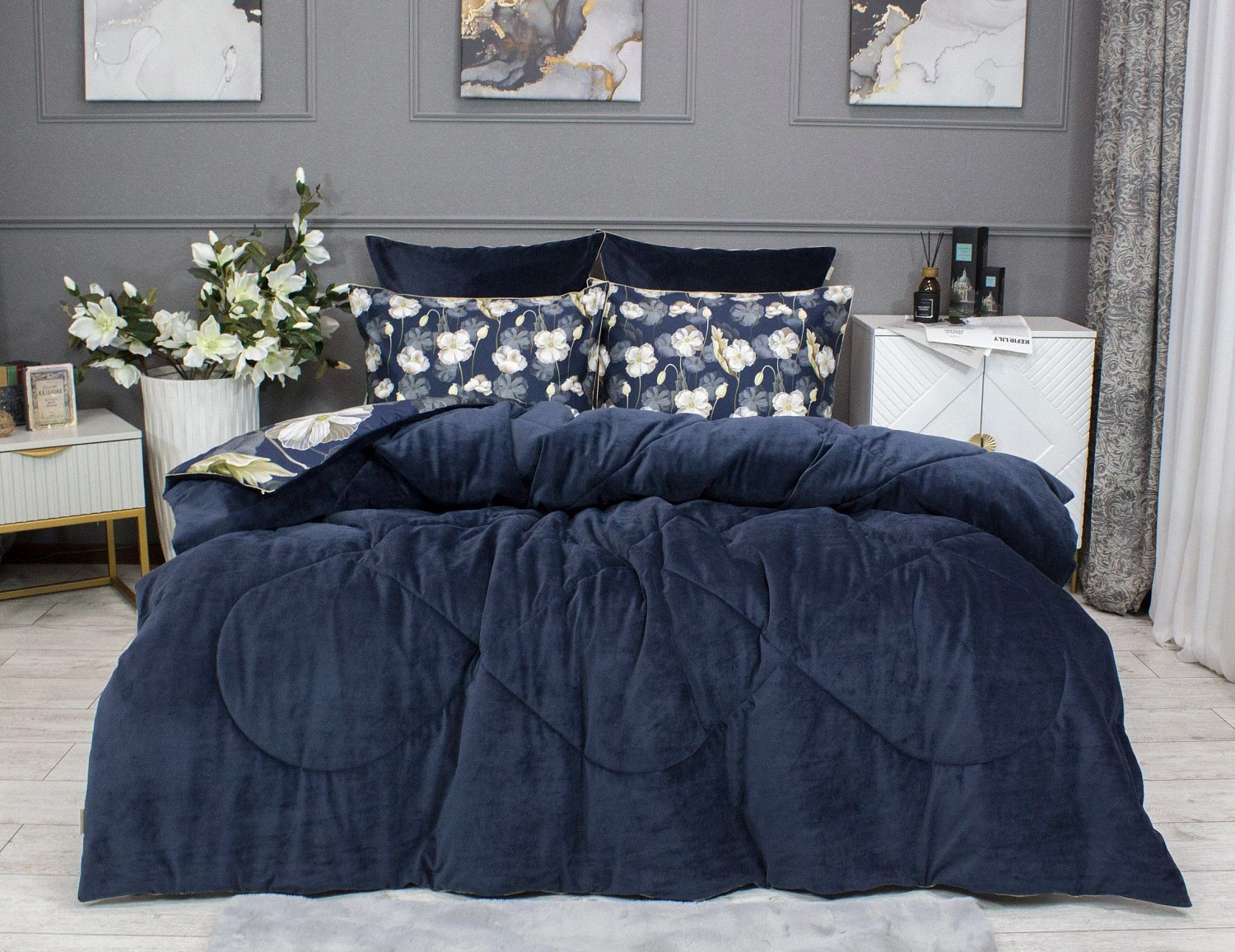 Комплект с одеялом KAZANOV.A. Жанет Egypt Cotton (индиго бежевый) 1,5 спальный