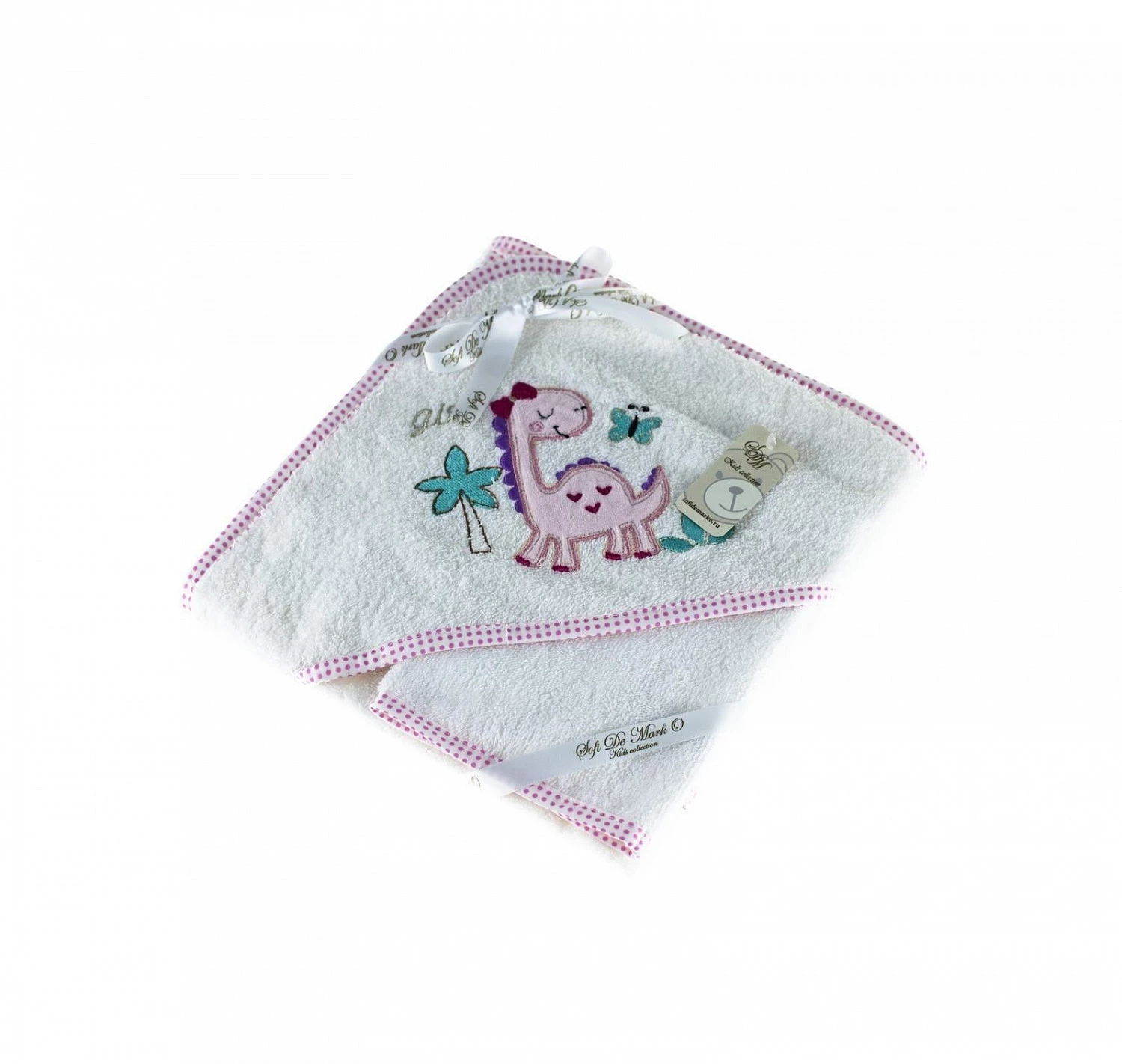 Полотенце-уголок и мочалка Sofi De Marko “FANNY DINO” (белый), 80x80