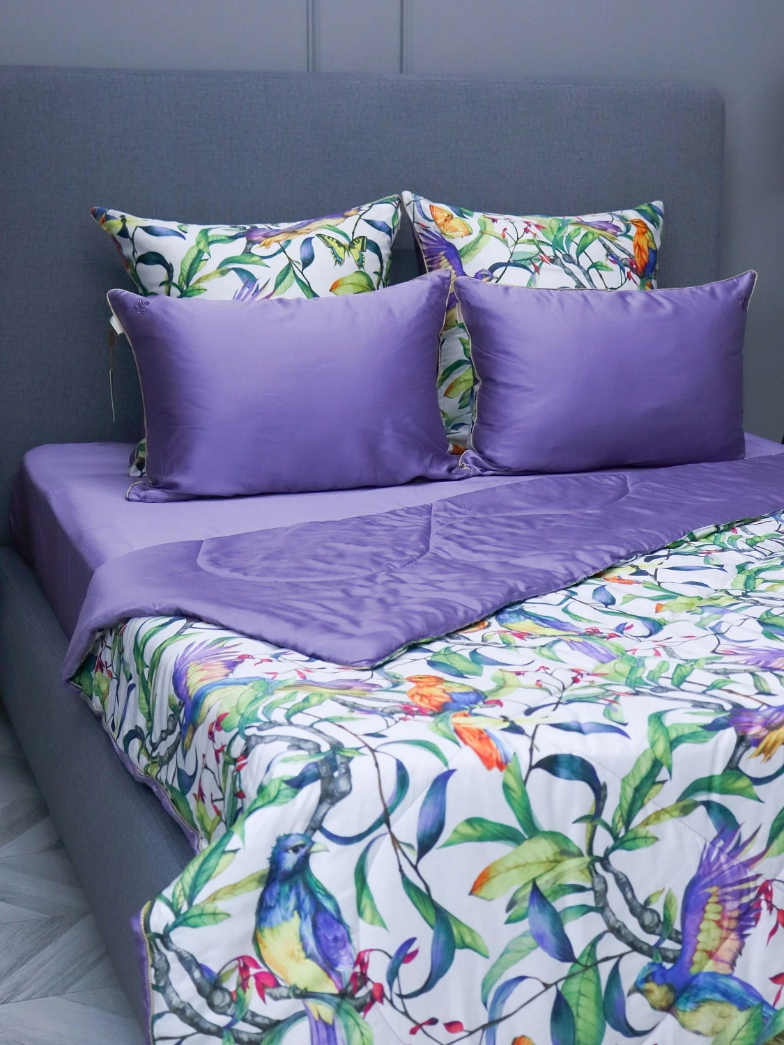 Комплект с одеялом KAZANOV.A  "Колибри" аметист жемчуг (тенсель/египетский хлопок), евро