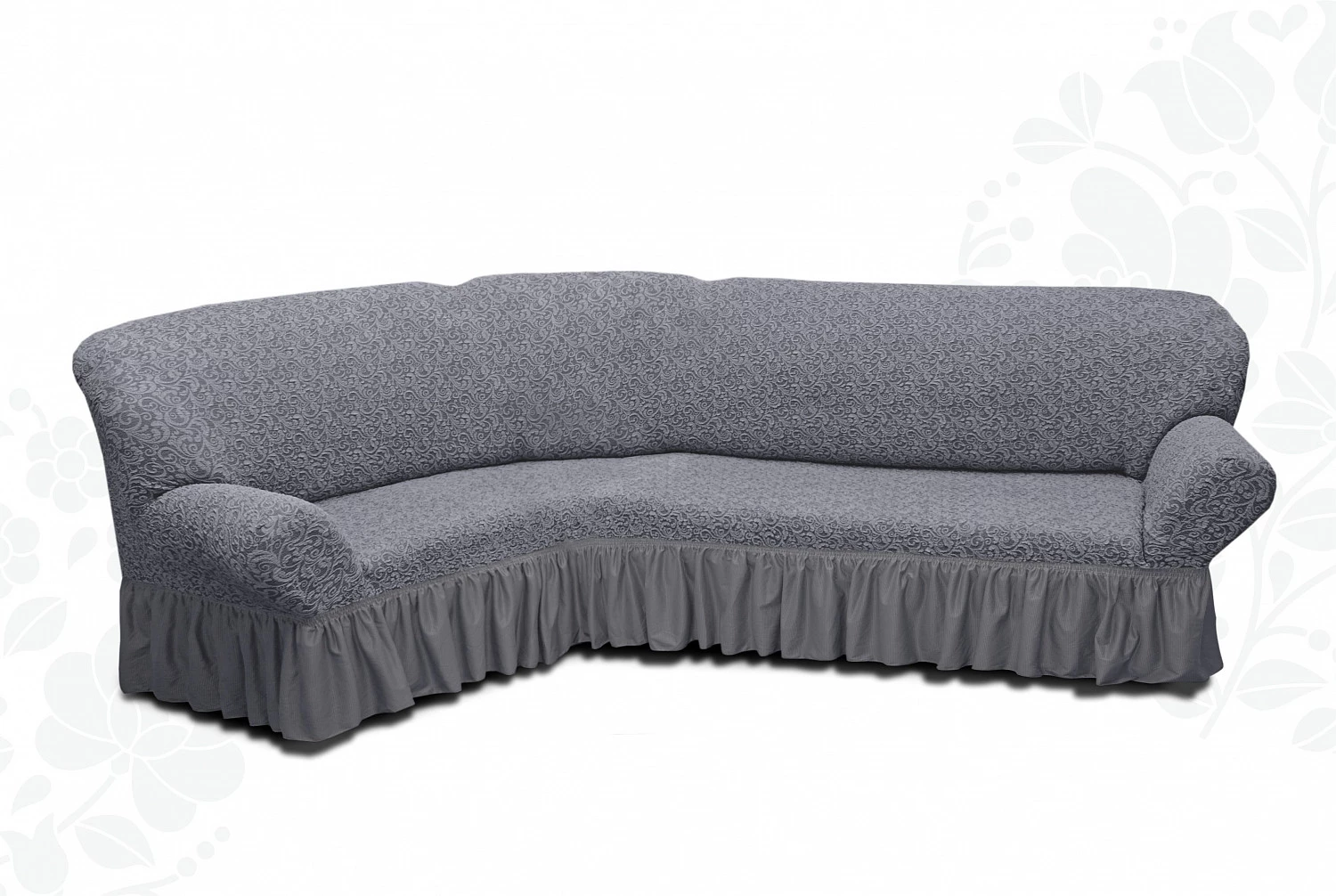 Чехлы на угловой диван с оборкой “Жаккард”