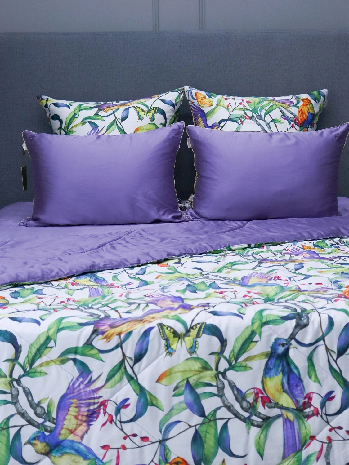 Комплект с одеялом KAZANOV.A  "Колибри" аметист жемчуг (тенсель/египетский хлопок), евро
